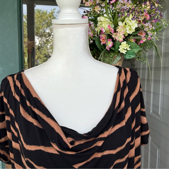 •LOFT• Tiger Stripe Draped Neckline Mini Dress - Size Medium - Picture 3 of 6